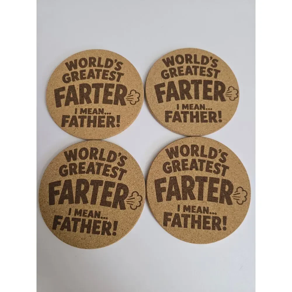 Father's day gift cork coasters funny sayings Comical present